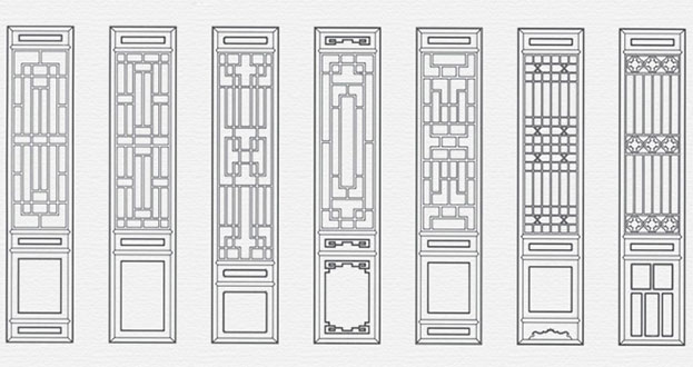 平遥常用中式仿古花窗图案隔断设计图